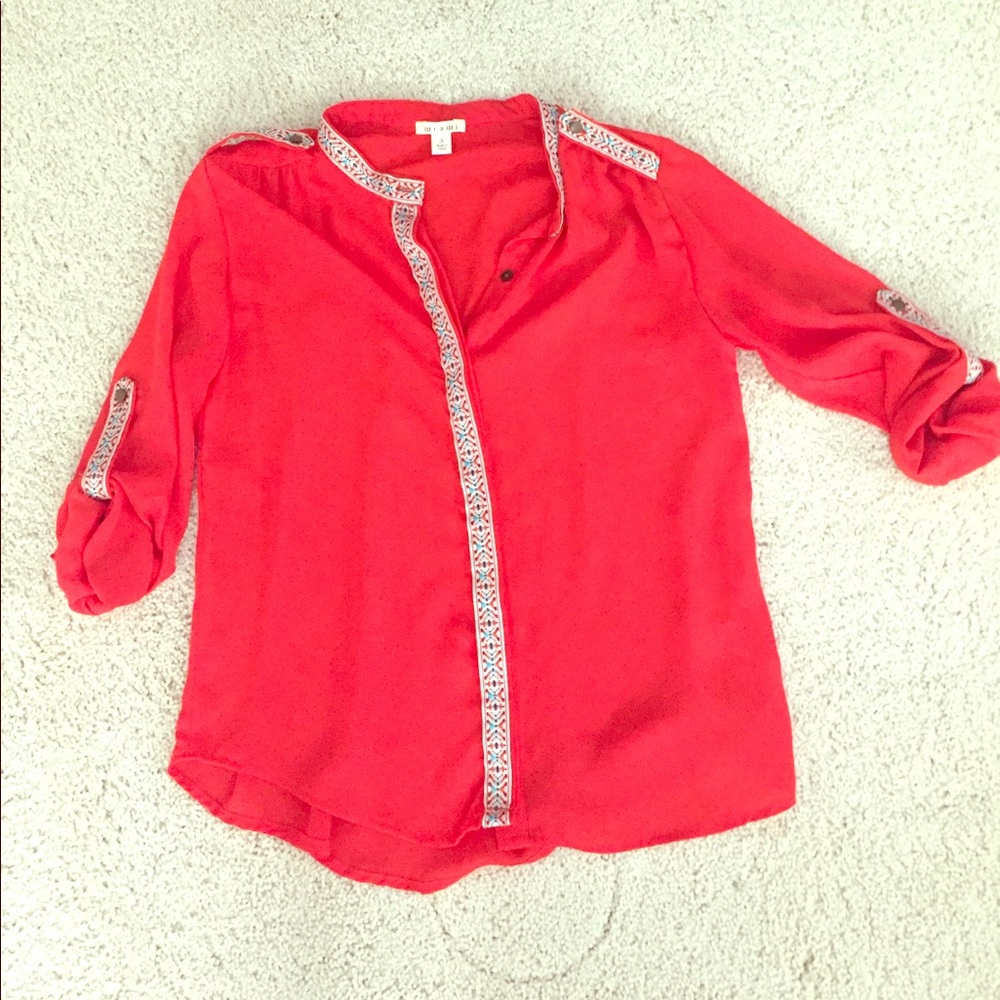 3/4 sleeve red blouse from Francesca’s